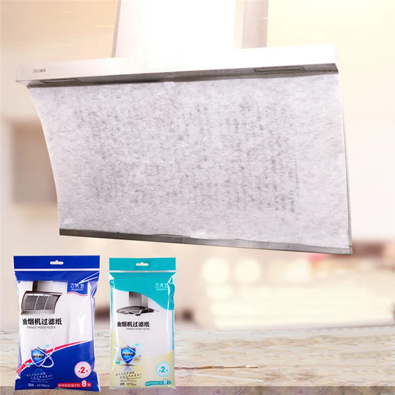 2 Pcs Kitchen Oil Filter Paper Oil-absorbing Paper Anti Oil Cotton Filters Cooker Hood Extractor Fan Protection Filter