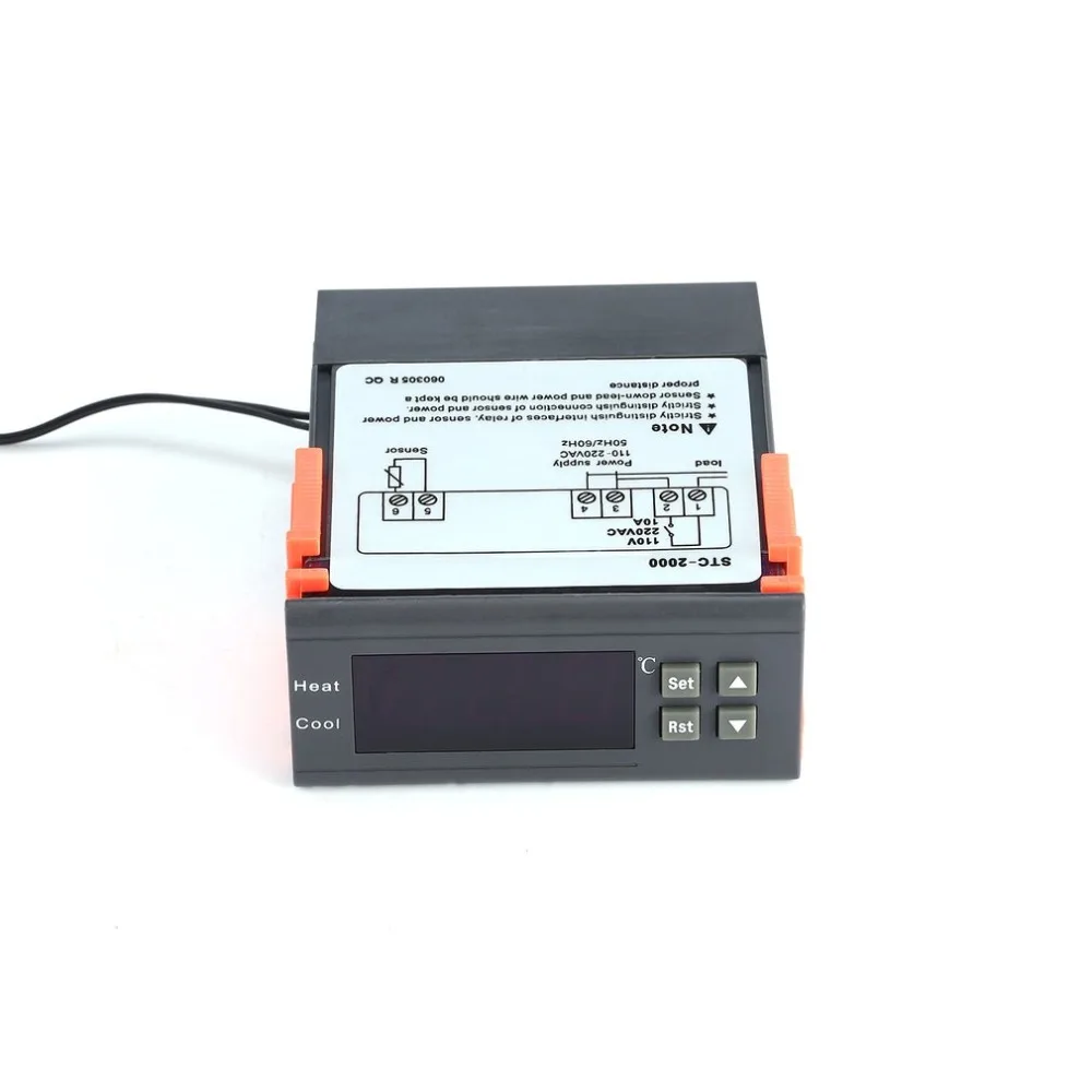 STC-2000 220V-55~ 120C цифровой регулятор температуры с датчиком термопары