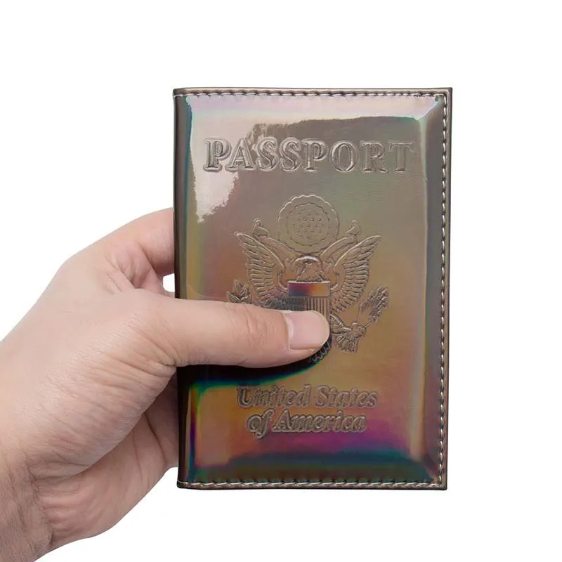 High Quality Foreign trade USA laser passport clip mirror glossy passport book glossy ticket holder travel simple passport case