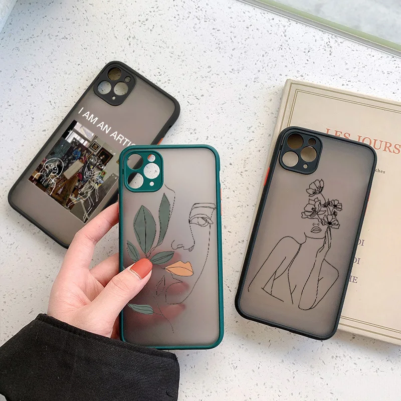 Phone-Case Soft-Cover Sketch-Protection Funny Anti-Fall Silicon Art for INS XR 11-Pro
