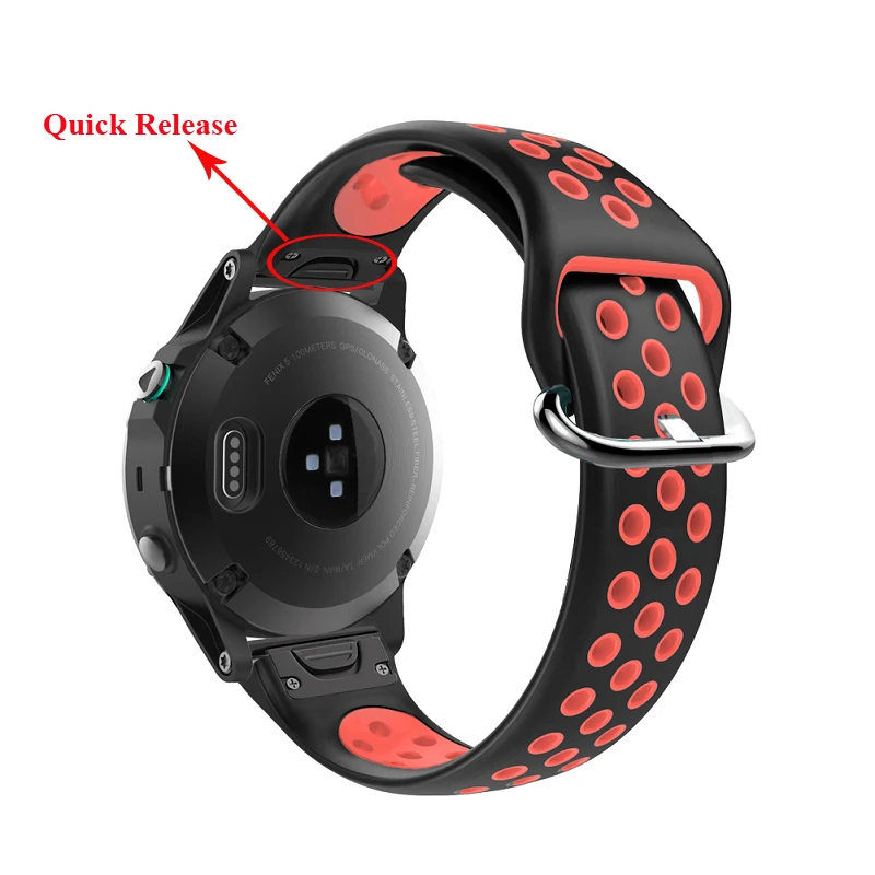 22 20 мм силиконовый быстросъемный ремешок для часов Ремешок для Garmin Fenix 5 Fenix 6 Pro Fenix 5s S60 часы Easyfit наручный ремешок для часов - Цвет: Black Red