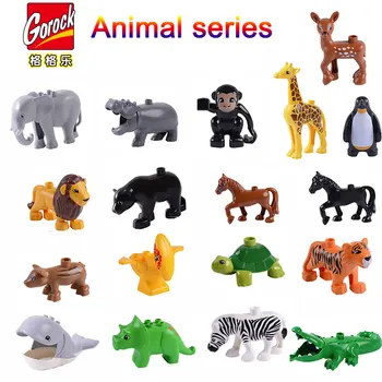 

Big block Animal Model Figures big Building Block Elephant Horse kids educational toys Gift Brinquedos Compatible All Brands