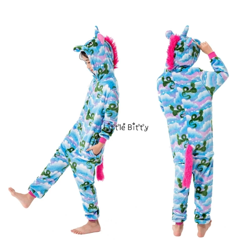 Пижамы для малышей; зимние пижамы; Детские пижамы с единорогом; Одежда для девочек с животными; Pizama - Цвет: LA36