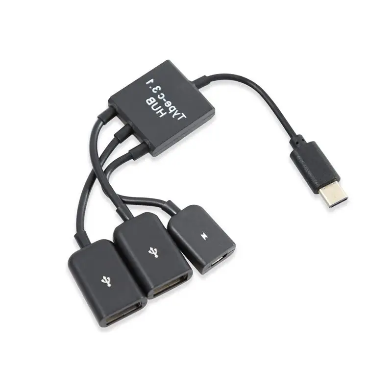 AAAE топ-USB 3,1 type C папа-2 Dual USB A 2,0 Мама+ Micro-USB Женский 3 в 1 OTG концентратор