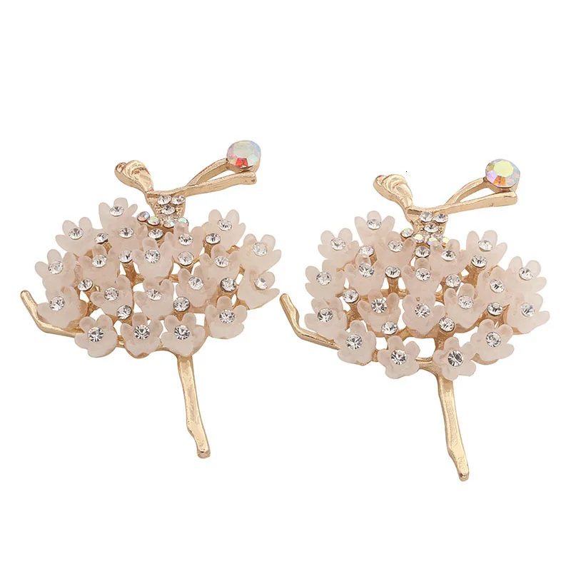 48mm Dancing Ballet Shape Craft Supplies For Weddings Gold Diy Hair Bow Accessories Flat Back Rhinestone Embellishments 2pieces