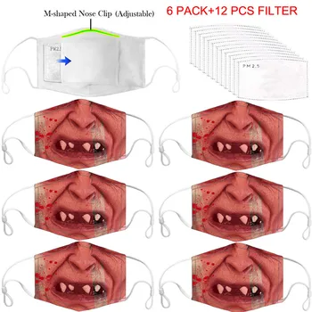 

6 Pack ustproof Windproof Haze PM2.5 Mask With 12PC Mask Gasket Face Mask Filter Cotton PM2.5 Black mouth Mask dust mask Activat