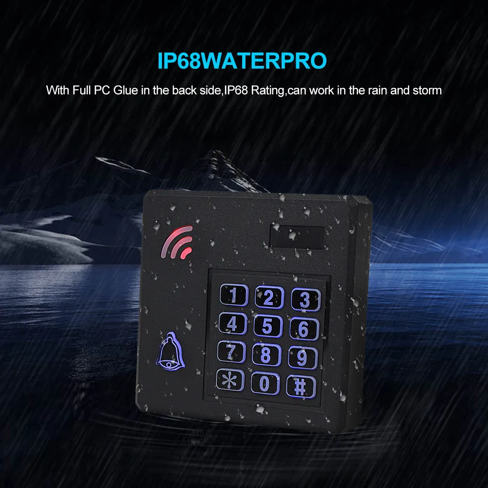 Access Control Keypad DC12V IP68 Waterproof Access Control Keypad Outdoor RFID Access Controller Door Opener System Electronic EM4100 125KHz Key Cards