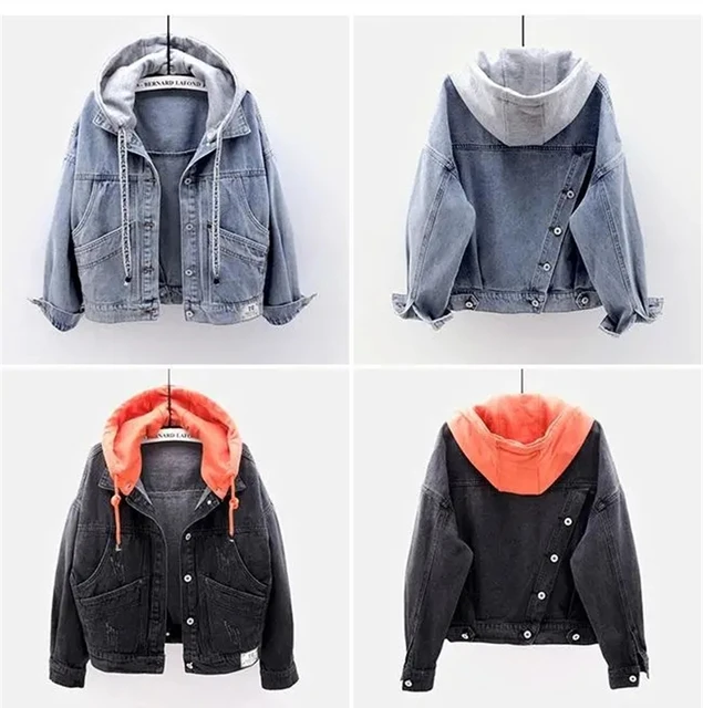 ladies jackets oversized denim jacket with hood