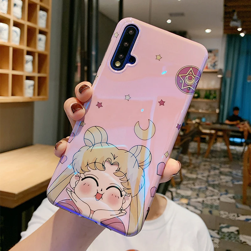 Милый чехол-накладка для samsung S9 S10 plus Sailor moon для samsung S8 S8plus note8 note9 S7edge, мягкая задняя крышка+ игрушка luna cat+ ремешок
