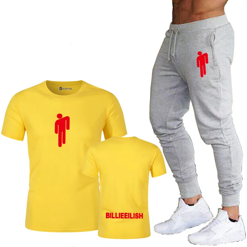 Футболка из хлопка, топ, XS-2XLBillie, с надписью Eilish, для дома, Мужская футболка, штаны,, новая летняя футболка, спортивный комплект