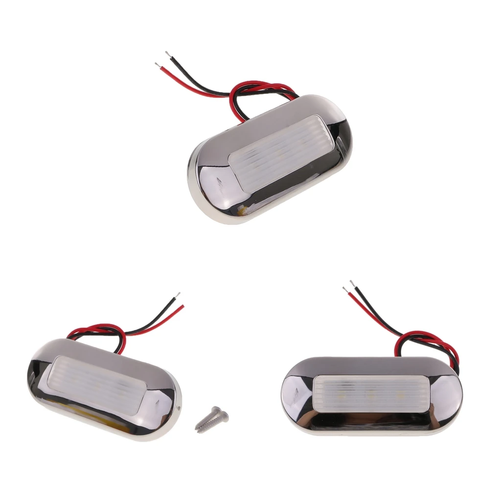 

3 Packs 12V Boat LED Oblong Oval Surface Mount Courtesy Accent Light White