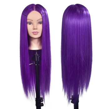 

70CM long pink hair Hairdressing Female Training Head High Temperature Fibre Long hair Mannequin Head with Free clamp gift