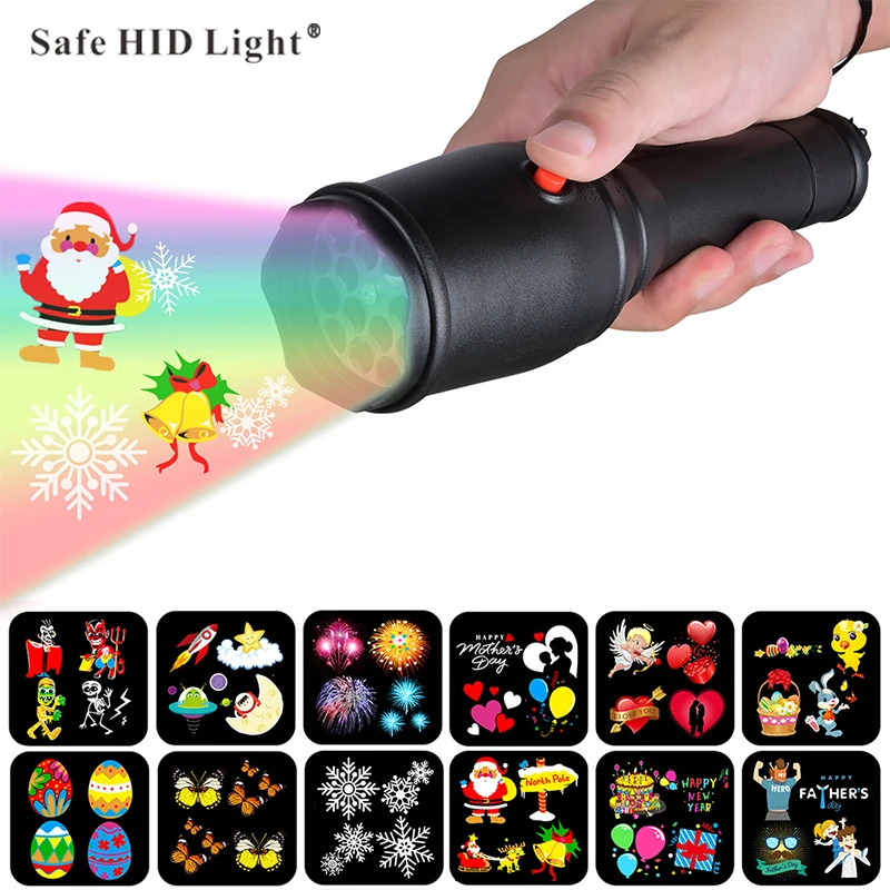 

LED Christmas Lights Halloween Projector light LED Flashlight For Christmas Easter Carnival Birthday Gift Battery Operated D40