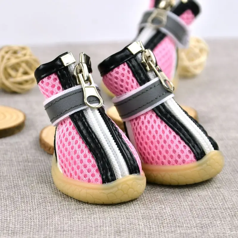 Multi-Size Dog Suede Zipper Shoes Soft Leather Anti-Slip Shoes Mesh Ventilation Pet Outdoor Sports Shoes