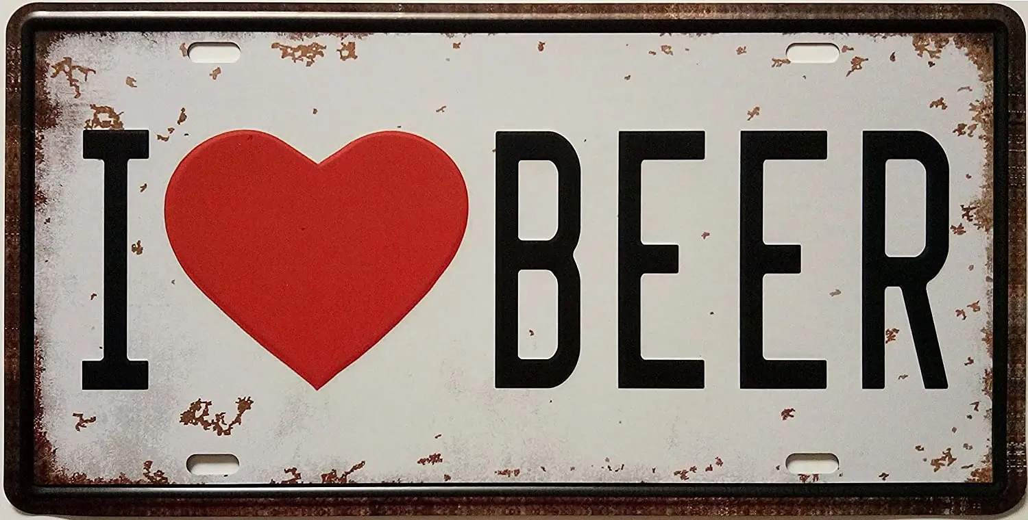 Винтажный оловянный знак I Love Beer в стиле ретро для номерного знака украшение паба