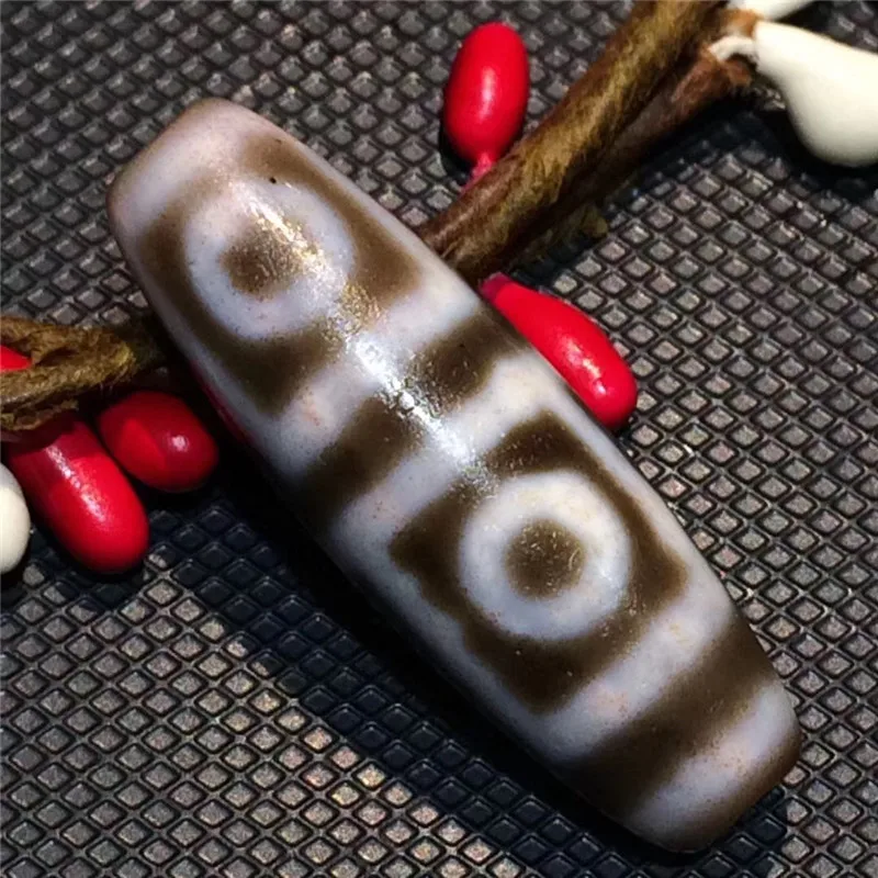 

200406-1 High Quality Cinnabar 4 Eyes Tibetan Dzi Beads Amulet Beads Collection DIY Beads Free Shipping