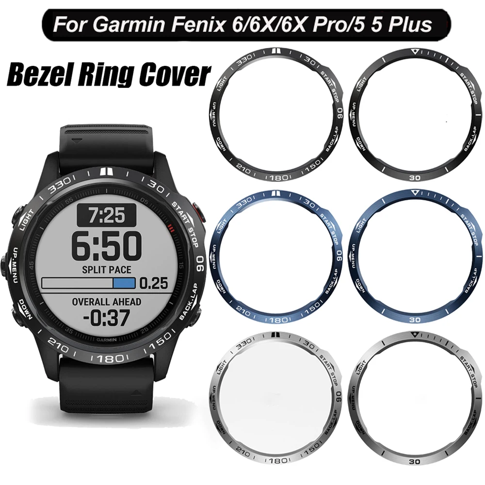 Steel For Garmin Fenix7 7X 6 6XPro 6X Sapphire/5 Plus Bezel Rings Adhesive Anti Scratch Metal Cover Protective Watch Accessories
