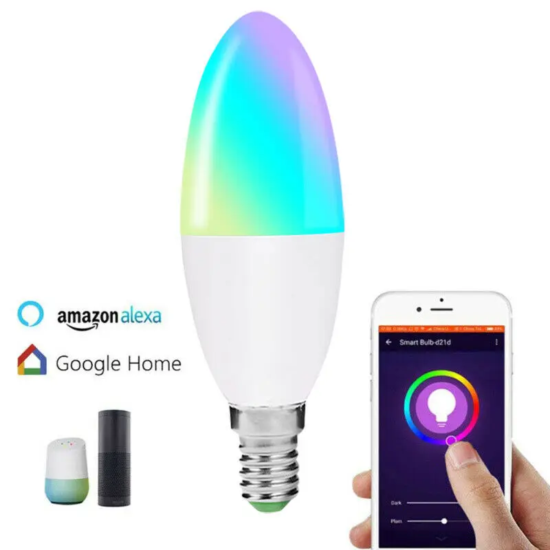 Горячая E14 с регулируемой яркостью смарт WiFi Свеча лампа RGB светильник поддержка Alexa для Google Home