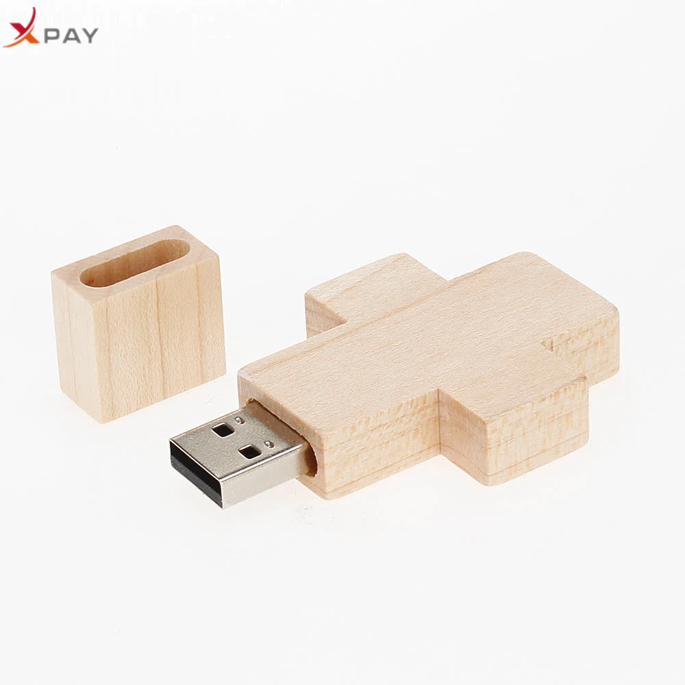 XPay Логотип Пользовательский usb карта памяти деревянный крест флэш-накопитель 4 ГБ 8 ГБ 16 ГБ 32 ГБ 64 ГБ натуральный флэш-накопитель из дерева U диск карта памяти