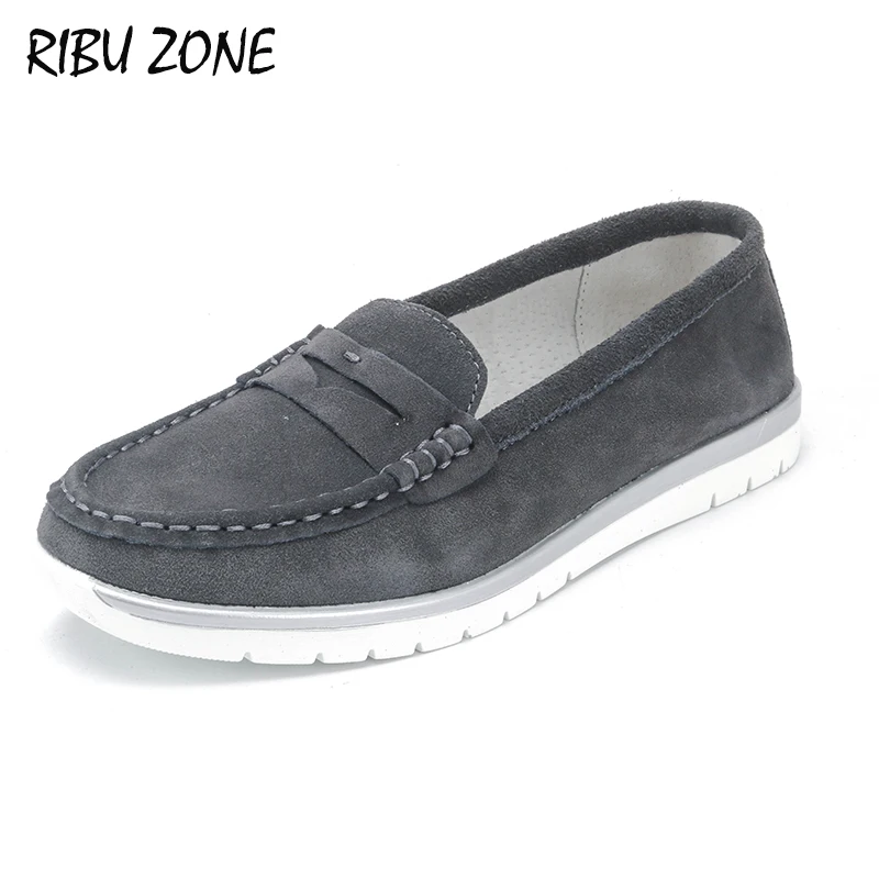 RIBU ZONE/ г.; замшевая обувь из коровьей кожи; женские лоферы без шнуровки; повседневная обувь из натуральной кожи; zapatos de mujer