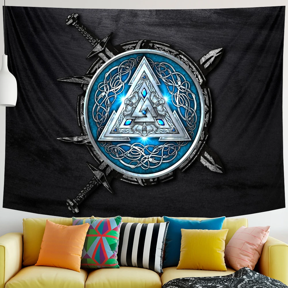 Tapestry decor Ximant Viking blood eagle tapestry mysterious Viking meditation psychedelic Rune art hanging tapestry home decoration yoga mat