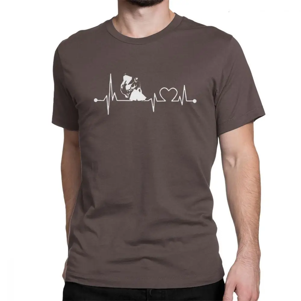 Brown One yona Aikido Heart Beat Футболка мужская Kote Gaeshi с коротким рукавом Забавные футболки с круглым вырезом Топы из чистого хлопка футболка размера плюс - Цвет: Brown