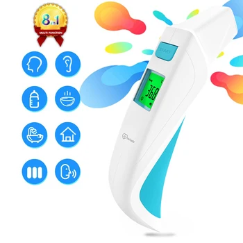HeTaiDa 8 in 1 Digital Thermometer Forehead Ear Non-Contact Body Thermometer Quick Measure Infrared Thermometer for Adults Baby digital baby infrared ear thermometer electronic body thermometer led display for baby kids safe adults elders smart home