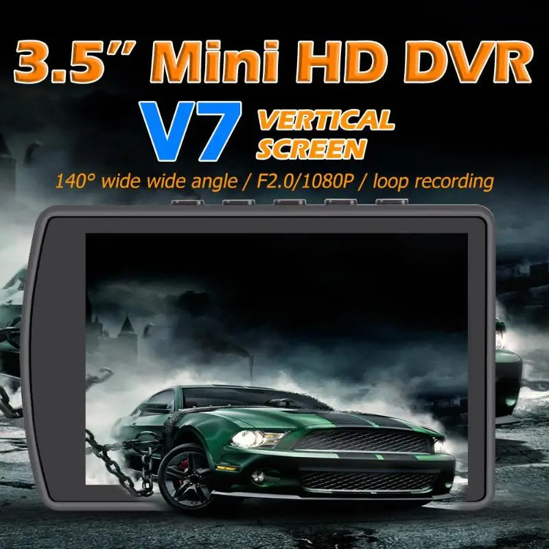 Прочная Автомобильная dvr камера умелое производство V7 3,5 дюймов 480x800 экран Автомобильный dvr камера 1080P 140 градусов объектив видеорегистратор