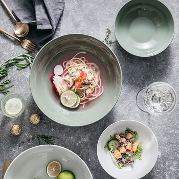 

Cute Open Ceramic Bowl Home Simple Single Large Light Salad Noodle Soup Bowls Pasta Professional Restaurant Kitchen Tableware