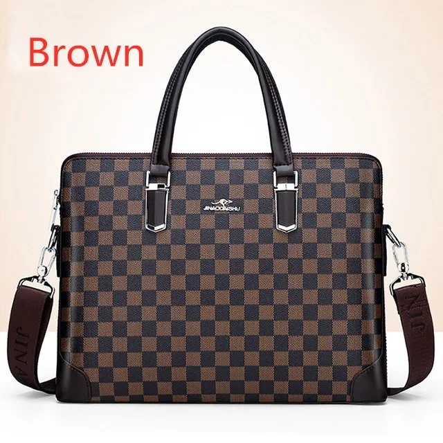 Новая мужская сумка для ноутбука из искусственной кожи, модная сумка-тоут, деловая сумка для ноутбука, уличная сумка через плечо, кожаная сумка-мессенджер, офисный портфель - Цвет: Brown