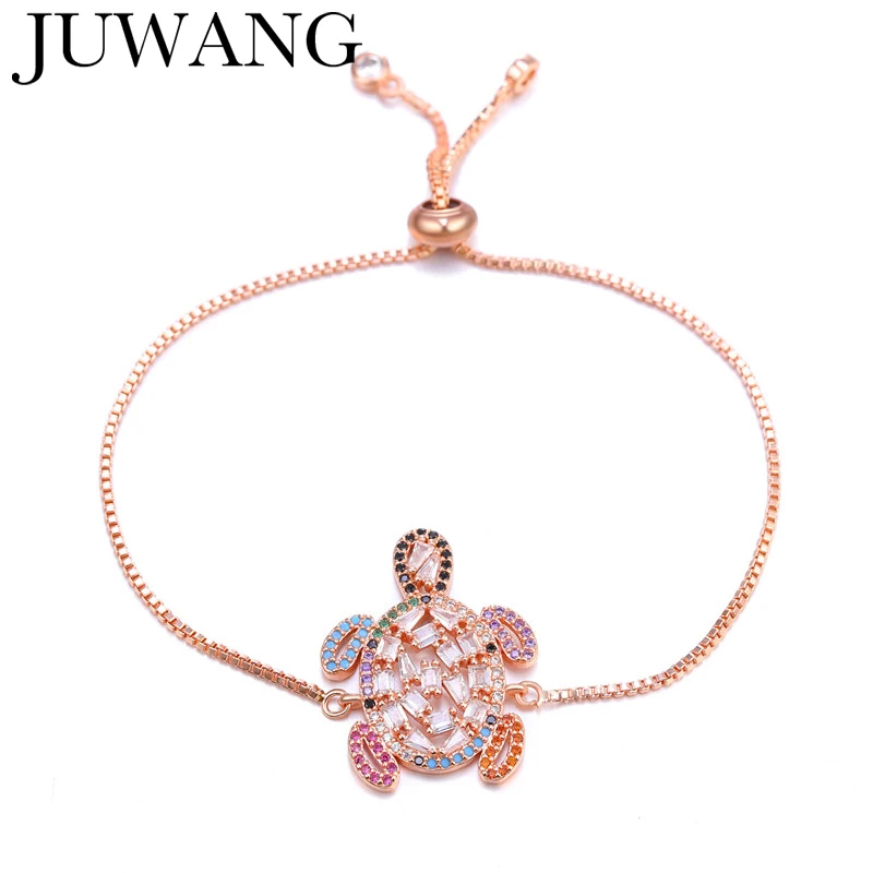 

Sea Turtle Bracelet Bangles Rose Gold Color AAA CZ Zircon Adjustable Chain Charm Bracelets for Women Jewelry