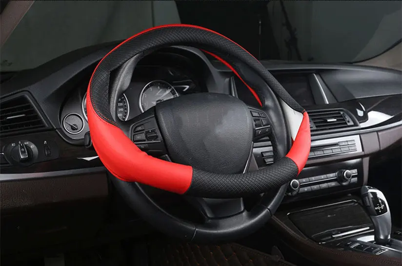 Крышка рулевого колеса автомобиля для Audi Q5 Q7 всесезонный кожаный руль нескользящий диаметр 38 см крышка рулевого колеса