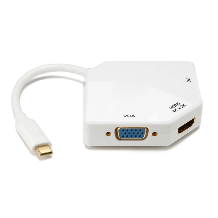 USB-C к HDMI VGA DVI многопортовый адаптер Тип-C HDMI 4K 3 в 1 Многофункциональный кабель конвертер IJS998