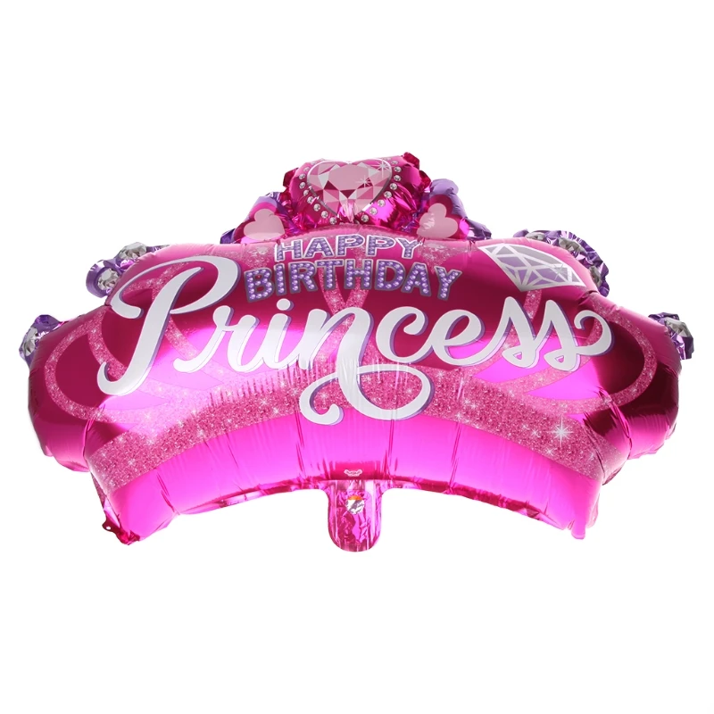 Pink Crown princess Birthday Party Decoration Supplies Round Foil Balloon E65B