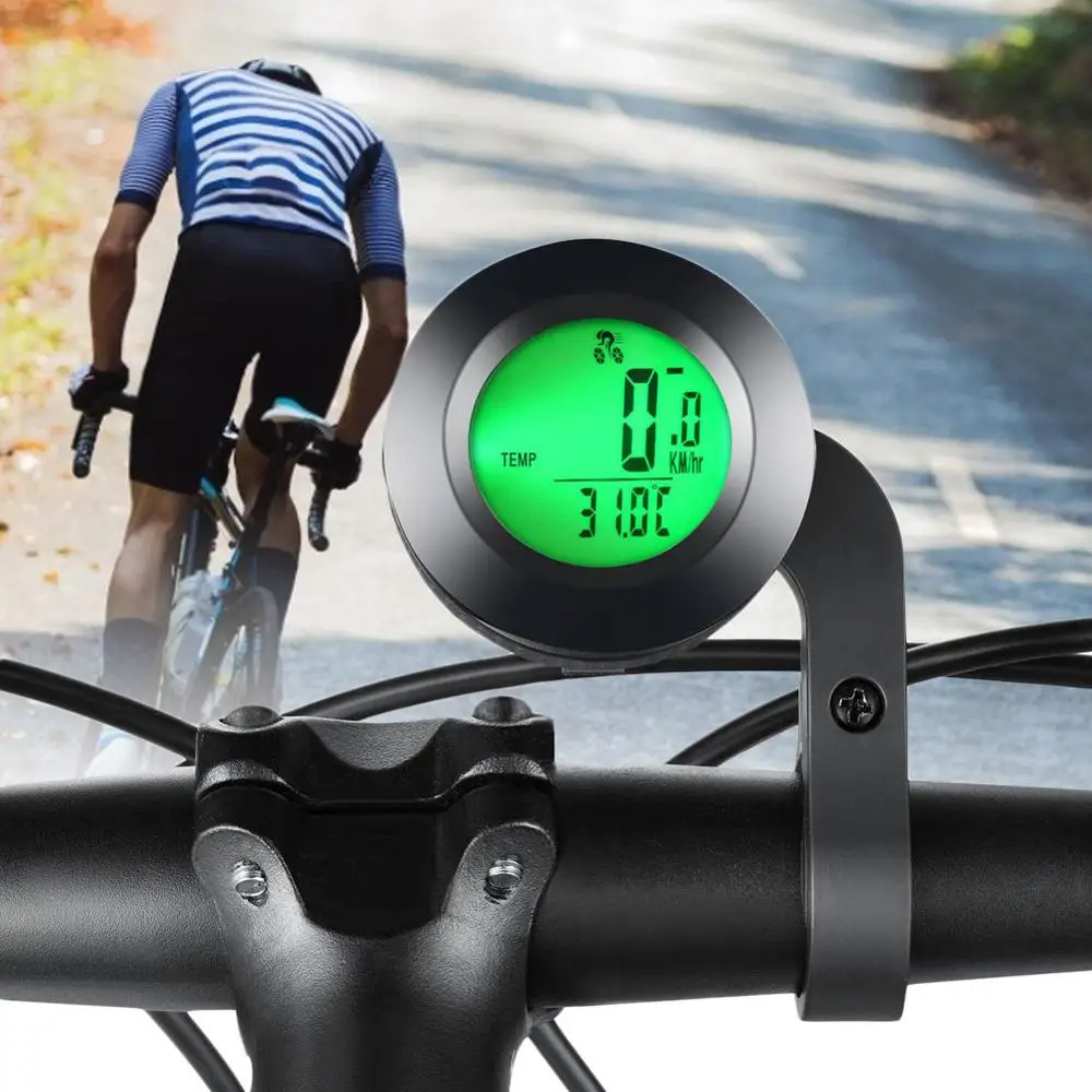 

Bicycle Speed Meter Three-Color Backlight English Wireless Waterproof Round Luminous Speed Measurement Odometer Bike Accessories