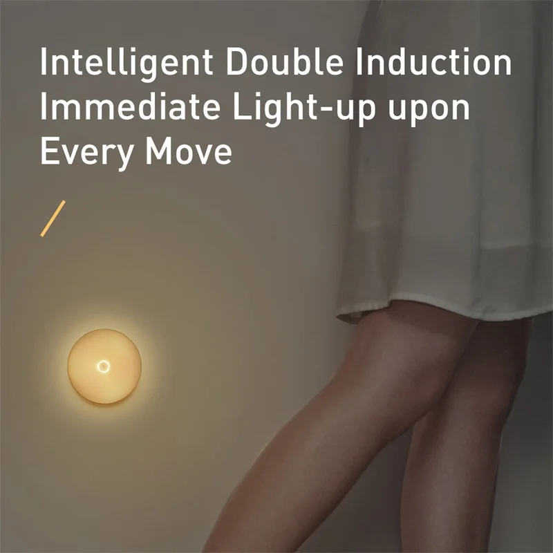 Baseus PIR интеллектуальный датчик движения светодиодный ночник индукционный светодиодный светильник для человеческого тела перезаряжаемый шкаф-шкаф ночник