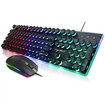 

Backlight Keyboard RGB Glowing Mouse Suit for Game Home Office Laptop Desktop Ergonomic Wired Keyboard Mouse Set