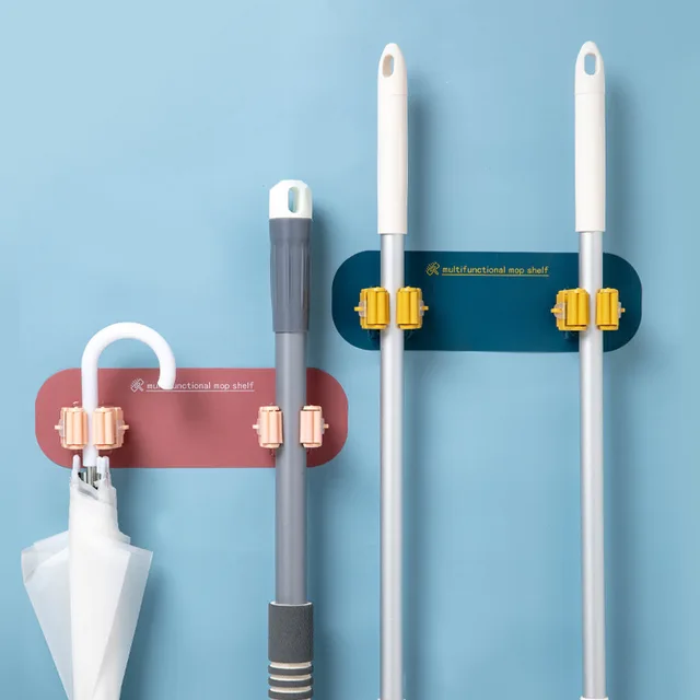 2-Ből Ragasztó, Többcélú Horgok Konyhai Fürdőszoba Erős Fogas A Mop Seprű Esernyőjéhez