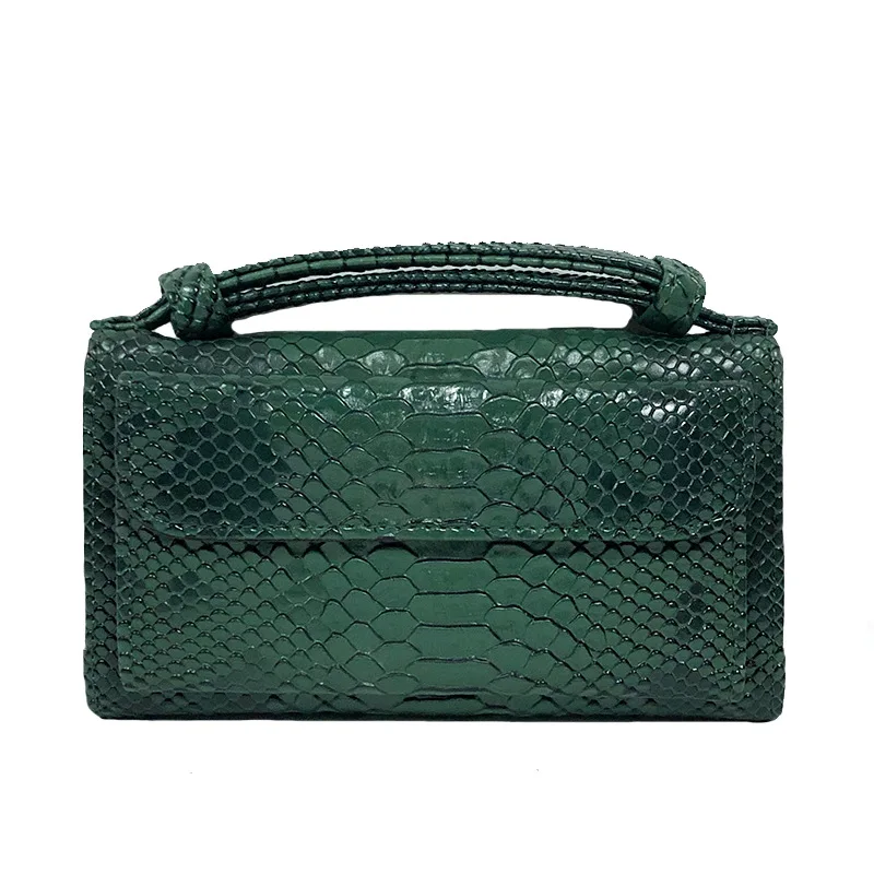 Бежевая розовая крокодиловая сумка на плечо из натуральной кожи, маленький клатч из крокодиловой кожи, кошелек - Цвет: Classic Green
