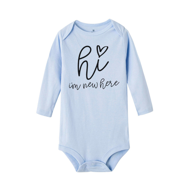 I'm New Here Letters Print Newborn Baby Bodysuit Long Sleeve Body Baby Boy s Baby Girl Outfits Clothes