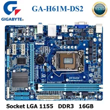 GIGABYTE GA-H61M-DS2 настольная материнская плата H61 Socket LGA 1155 i3 i5 i7 DDR3 16G uATX UEFI биос оригинальная H61M-DS2 материнская плата