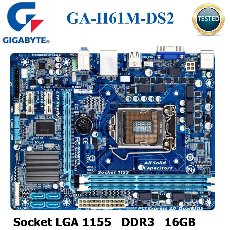 Десктопная Материнская плата GIGABYTE H61 Socket LGA 1155 i3 i5 i7 DDR3 16 ГБ uATX UEFI BIOS оригинальная