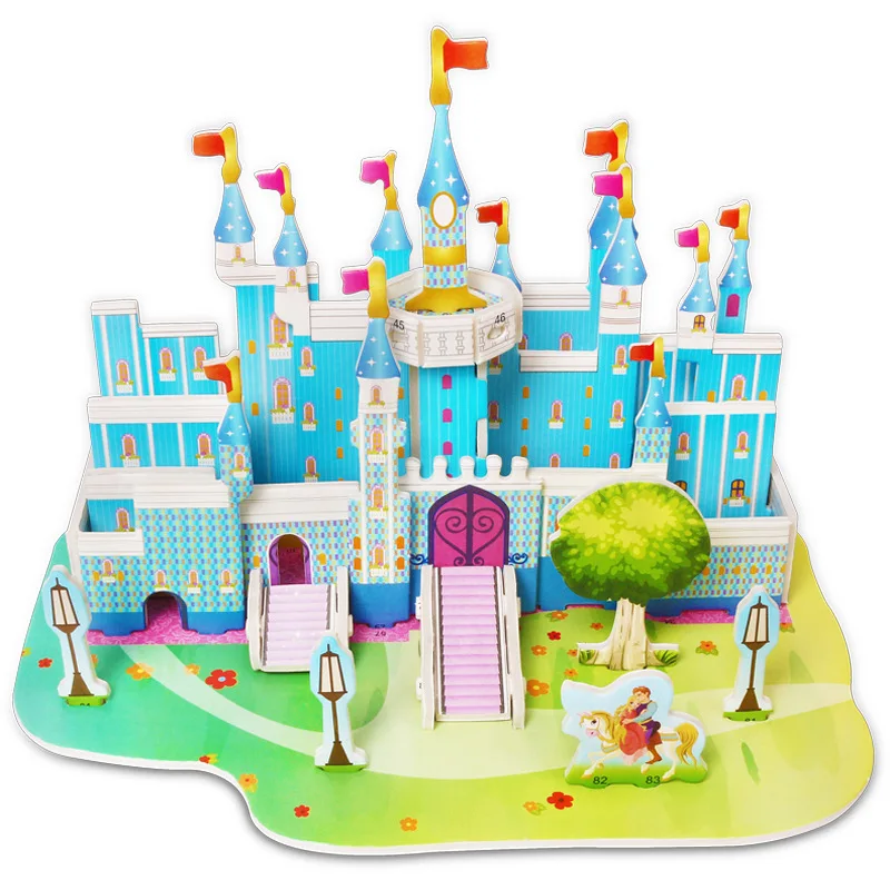 Simulation Cartoon Castle Garden Princess House 3D Puzzle Model Kit Architecture Maket Learning Educational Toys For Children