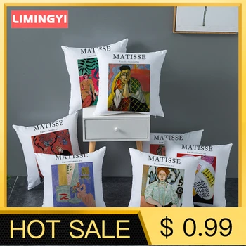 

LIMINGYI American Character Office Cushion Cover Mafis Oil Painting Pillowcase Pillow Cover Living Room Decoration ZT057