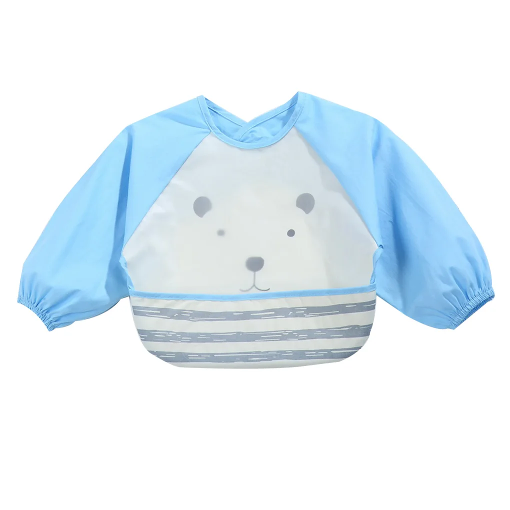 Cartoon Design Baby Bibs Waterproof Girls Boy Feeding Printing Clothes Long Sleeve Unisex Apron