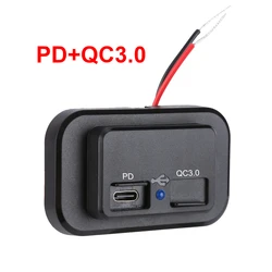 High - Speed Dual USB Charger Socket with Dustproof Cover - 12V PD Type C Power Adapter (PD QC3.0)