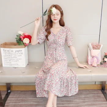 

Spot in the summer of the new female floral dress chiffon restoring ancient ways is han edition v-neck closed lady of long A wor