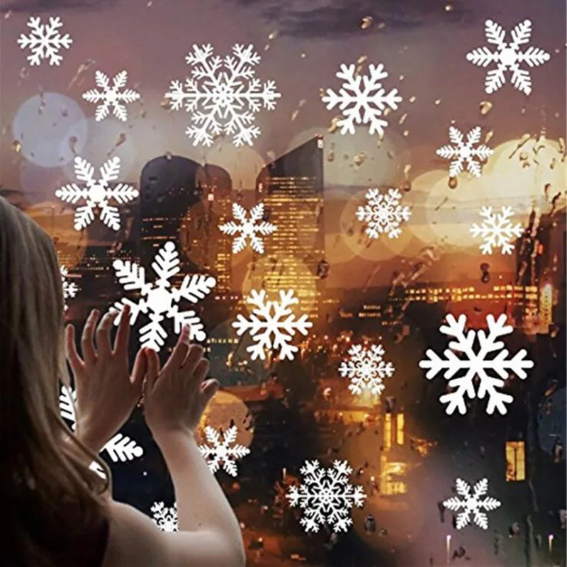 27 шт./лист белые настенные стикеры снежинки Рождественские наклейки на окна снежные наклейки рождественские украшения для дома Navidad