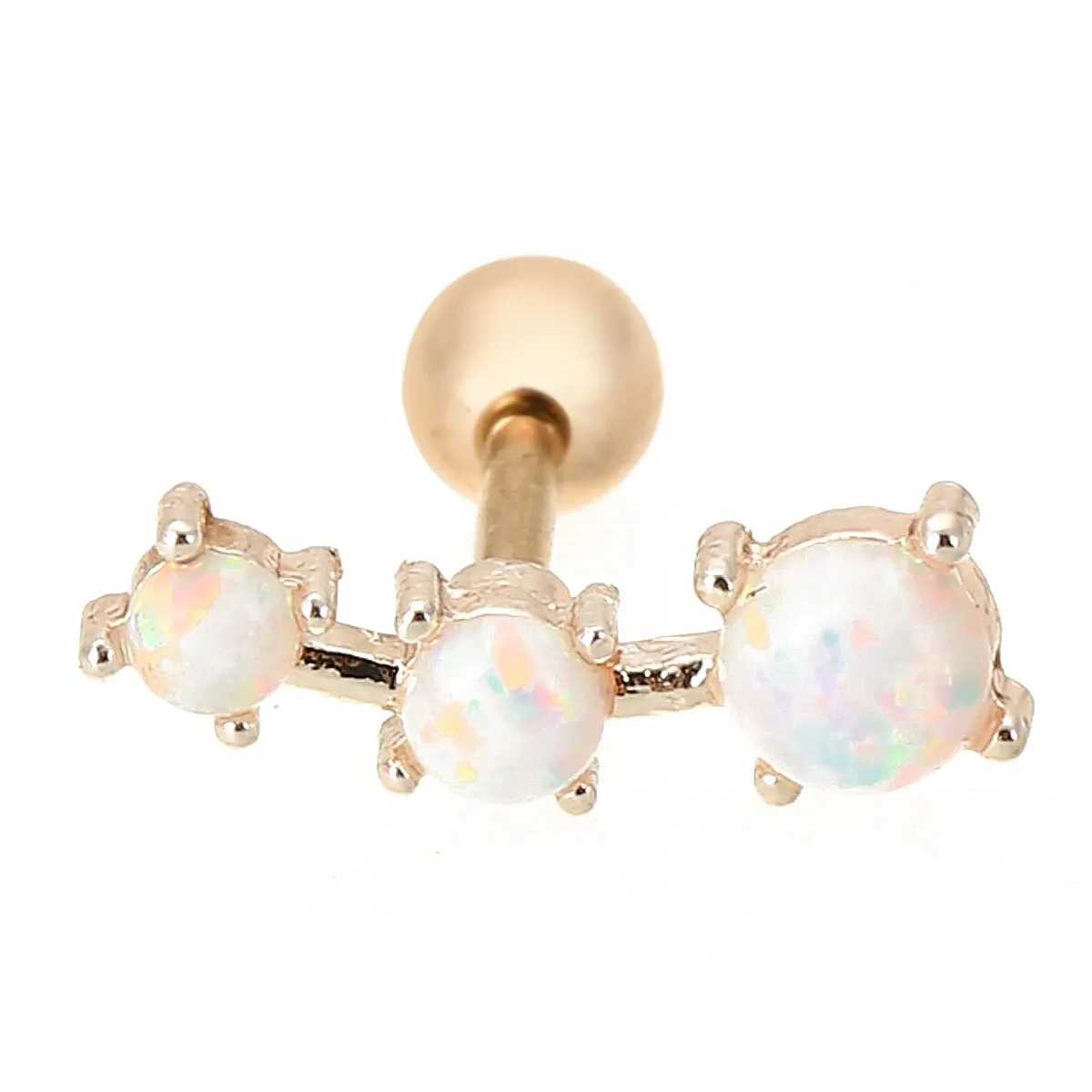 Fashion Earrings Cartilage Piercing Shellhard Barbell Opal Stone Crystal  Ear Stud Piercing Tragus For Women Body Jewelry 16G