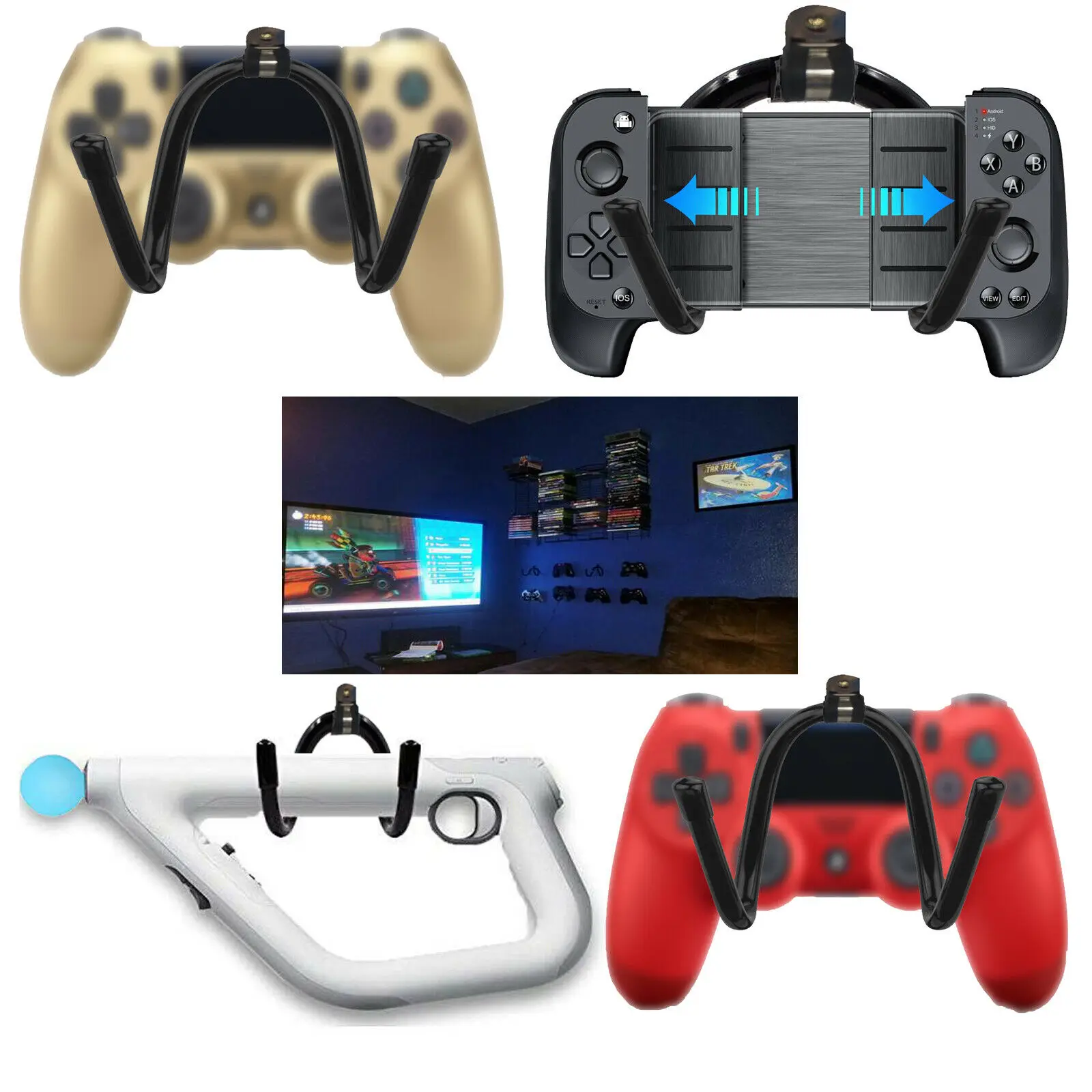 4x игровой органайзер для пультов настенная вешалка для Xbox One PS4 Switch Pro